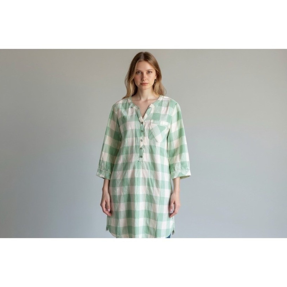 National Mumu gingham henley nightshirt sleepwear Nightgown Petite M Grandmacore